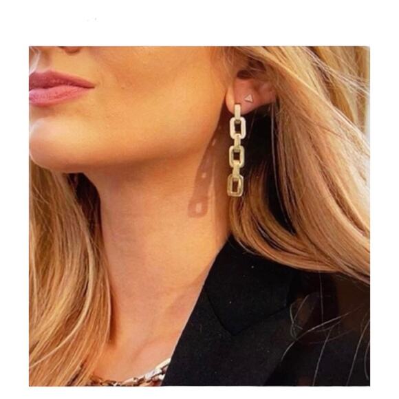 Eddie Borgo NWT Classic 12 Karat Gold Plated Supra Link Drop Earrings - Picture 15 of 15